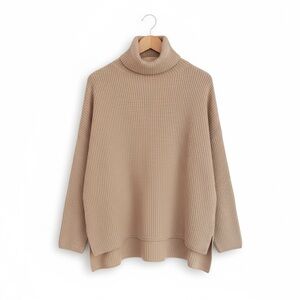 27 Miles Malibu Caterina Camel Wool Cashmere Oversized Turtleneck Sweater XS NWT